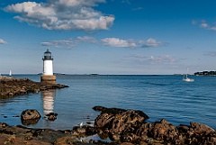 Winter Island Lighthouse Along Peaceful Rocky Shore